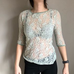 Turquoise lace tee